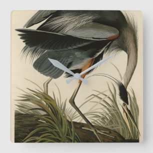 Great Blue Heron uit Audubon's Birds of America Vierkante Klok