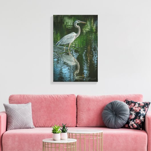 "Great Blue Heron" Uitgerekt Canvas Print (Insitu (Woonkamer))