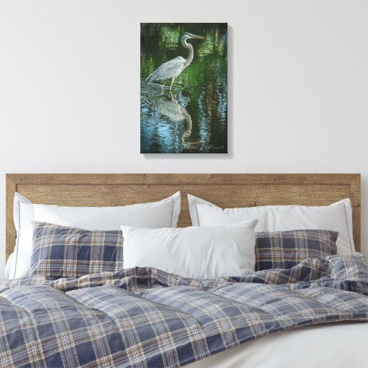 "Great Blue Heron" Uitgerekt Canvas Print (Insitu (Slaapkamer))