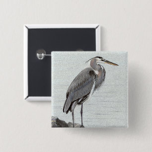 Great Blue Heron Vierkante Button 5,1 Cm