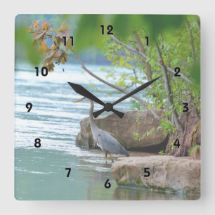 Great Blue Heron Vierkante Klok