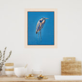 Great Blue Heron Wading at the Pond Poster (Keuken)