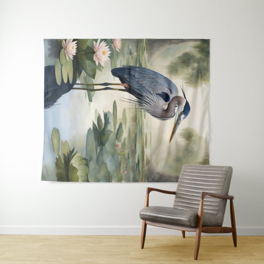 Great Blue Heron Wandkleed (In Situ (horizontaal))