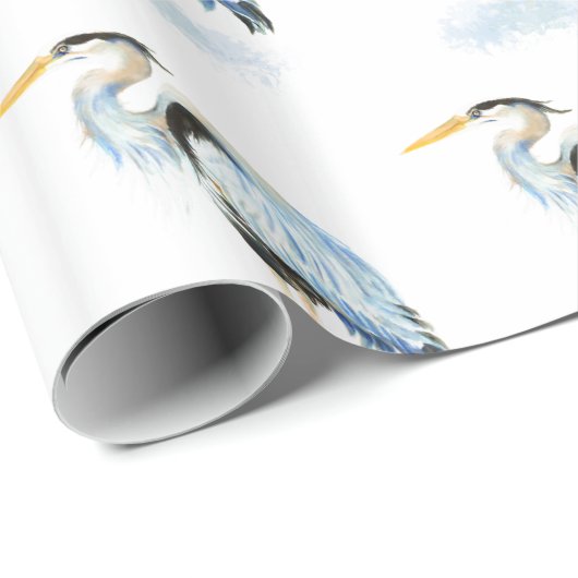 Great Blue Heron Waterverf Bird Art Cadeaupapier (Rol Hoek)