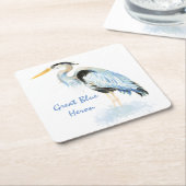 Great Blue Heron Waterverf Bird Art Kartonnen Onderzetters (Schuin)