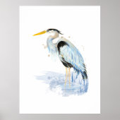 Great Blue Heron Waterverf Bird Art Poster (Voorkant)