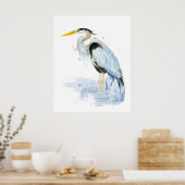 Great Blue Heron Waterverf Bird Art Poster (Keuken)