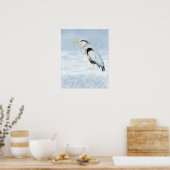 Great Blue Heron Waterverf Bird Art Poster (Keuken)