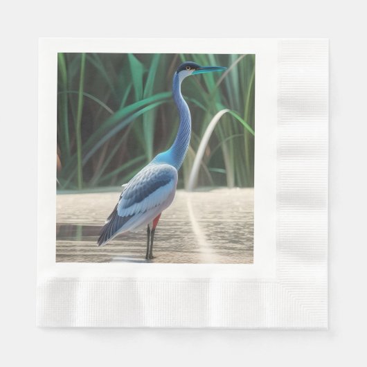 Great Blue Heron Waterverf Paper Napkin Servet (Voorkant)