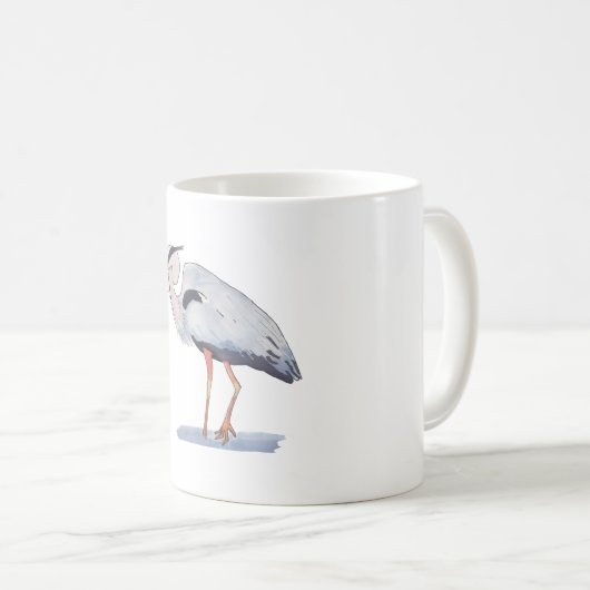 Great Blue Heron waterverf vogelsoorten kunst Koffiemok (Voorkant rechts)