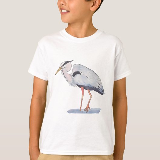 Great Blue Heron waterverf vogelsoorten kunst T-shirt (Voorkant)