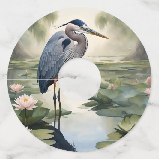 Great Blue Heron Wijnglaslabel (Voorkant)