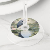 Great Blue Heron Wijnglaslabel (Dichtbij)