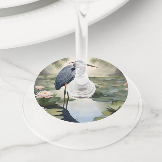 Great Blue Heron Wijnglaslabel (Dichtbij)