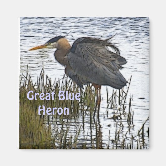 GREAT BLUE HERON Wildlife Magnet Gifts (Voorkant)