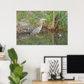 Great Blue Heron Woodland Poster (Thuiskantoor)