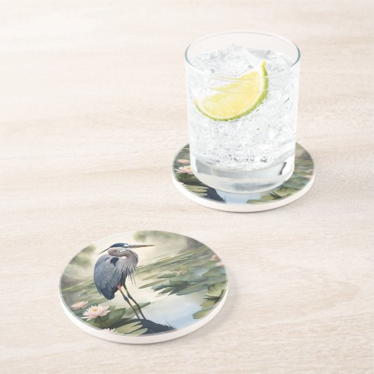 Great Blue Heron Zandsteen Onderzetter (Zijkant)