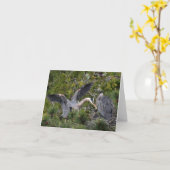 Great Blue Herons en hun Baby Kaart (Gele Bloem)