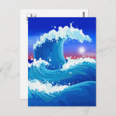 Great Blue Tsunami Wave Art Briefkaart (Voorkant / Achterkant)