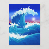 Great Blue Tsunami Wave Art Briefkaart (Voorkant)