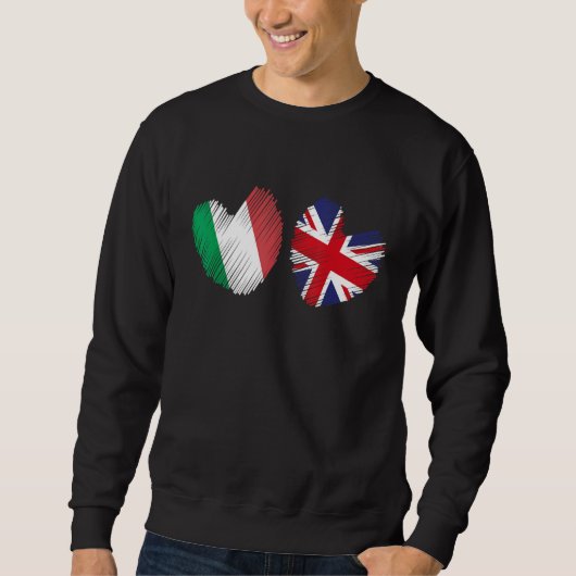 Great Britain Italy Heart UK Flag Italian Flag Gru Trui (Voorkant)