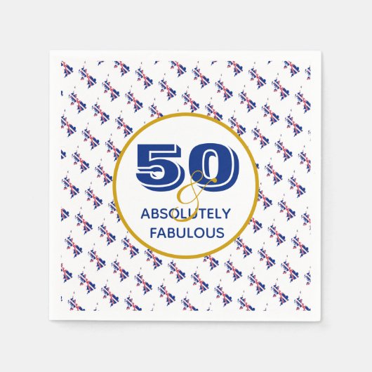 GREAT BRITAIN UK 50 Fabulous Birthday Paper Servet (Voorkant)