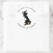 Great Britain Wedding Welcome Sticker, Engeland Ronde Sticker (Tas)