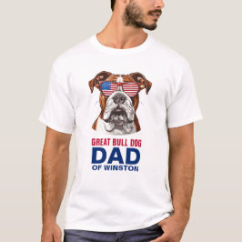 Great Bull Dog Pap 4 juli Amerikaanse vlag T-shirt