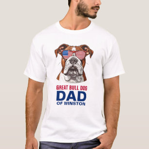 Great Bull Dog Pap 4 juli Amerikaanse vlag T-shirt