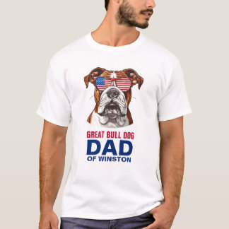 Great Bull Dog Pap 4 juli Amerikaanse vlag T-shirt