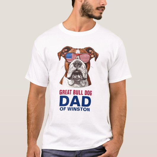 Great Bull Dog Pap 4 juli Amerikaanse vlag T-shirt (Voorkant)