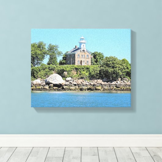 Great Captain Island Lighthouse CT Wrapped Canvas (Insitu (Houten vloer))