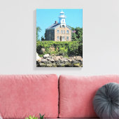 Great Captain Island Lighthouse CT Wrapped Canvas Afdruk (Insitu (Woonkamer))