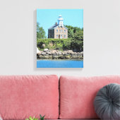 Great Captain Island Lighthouse CT Wrapped Canvas Afdruk (Insitu (Woonkamer))