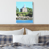 Great Captain Island Lighthouse CT Wrapped Canvas Afdruk (Insitu (Slaapkamer))