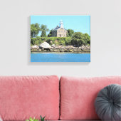 Great Captain Island Lighthouse CT Wrapped Canvas Afdruk (Insitu (Woonkamer))