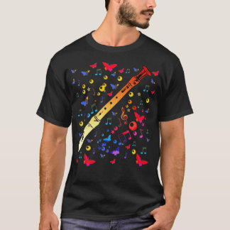 Great Colored Flute Motif Gift Musical Instrument  T-shirt