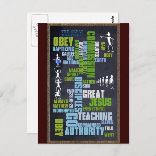 Great Commission Mathew 28 Chalkboard Briefkaart (Voorkant / Achterkant)
