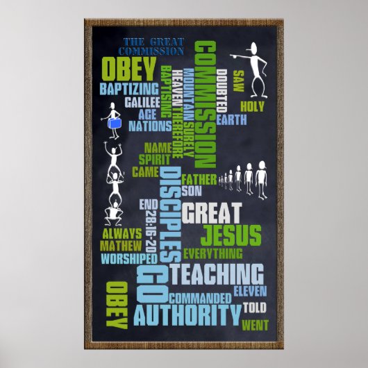 Great Commission Mathew 28 Chalkboard Poster (Voorkant)