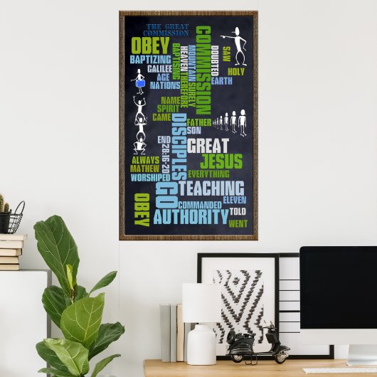 Great Commission Mathew 28 Chalkboard Poster (Thuiskantoor)