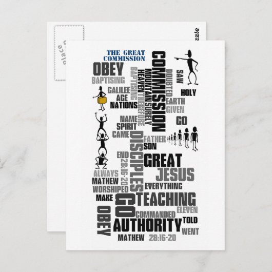Great Commission Mathew 28 (v1) Briefkaart (Voorkant / Achterkant)