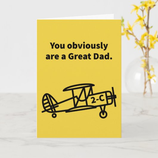 Great Dad Plane 2-C Familie Kaart (Gele Bloem)