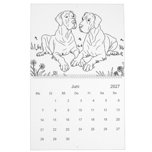 Great Dane 18-Maanden Kleurboek Persoonlijk Kalender (Jun 2027)