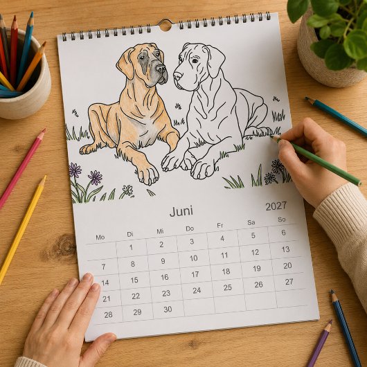 Great Dane 18-Maanden Kleurboek Persoonlijk Kalender