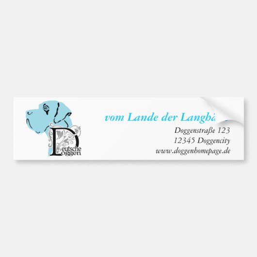 Great Dane aangepast logo en tekst Bumpersticker (Voorkant)