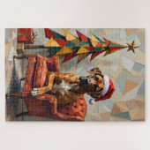 Great Dane Abstract Geometrisch Kerst Slaapmuts Legpuzzel (Horizontaal)
