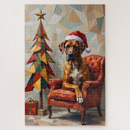 Great Dane Abstract Geometrisch Kerst Slaapmuts Legpuzzel (Verticaal)
