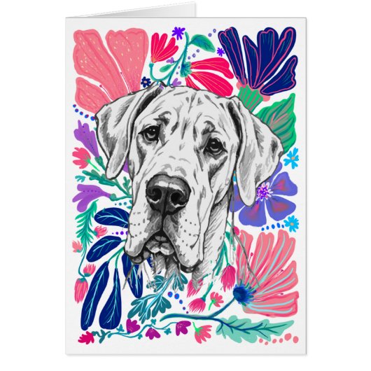 Great Dane abstracte bloemenuitnodiging (Voorkant)