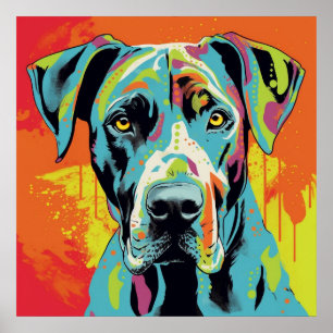 Great Dane Abstracte Pop Art Kleurrijke Poster