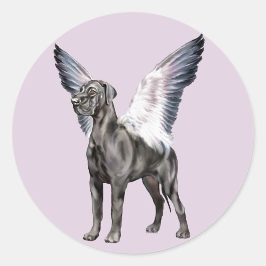 Great Dane Angel Black Ronde Sticker (Voorkant)